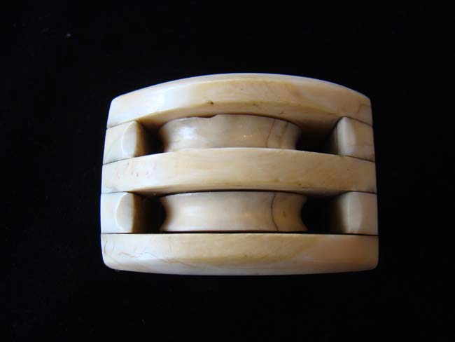 A fabulous sailor-made whale ivory double block circa 1850 — image 2